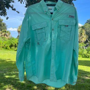 Columbia Men's Performance Fishing Gear (PFG) LS Shirt, Size M, Mint Green